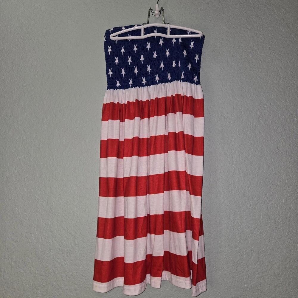 United States of America Flag Strapless Dress sz S 4th of July